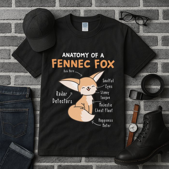 Anatomy Of A Fennec Fox Cute Fox Lover Gift Fennec Fox Tall T-Shirt