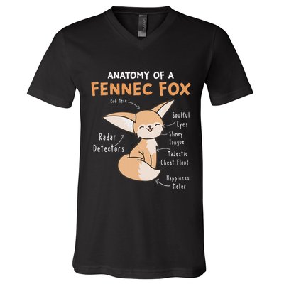 Anatomy Of A Fennec Fox Cute Fox Lover Gift Fennec Fox V-Neck T-Shirt