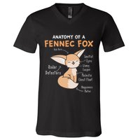 Anatomy Of A Fennec Fox Cute Fox Lover Gift Fennec Fox V-Neck T-Shirt
