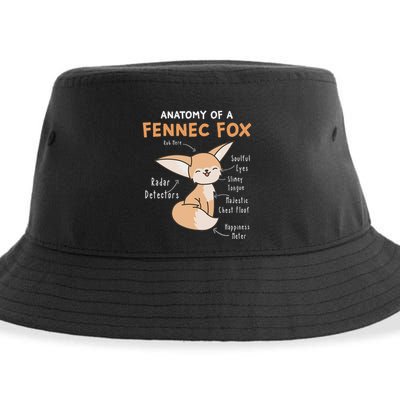 Anatomy Of A Fennec Fox Cute Fox Lover Gift Fennec Fox Sustainable Bucket Hat