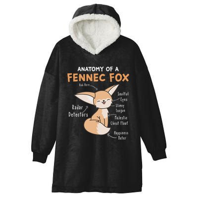 Anatomy Of A Fennec Fox Cute Fox Lover Gift Fennec Fox Hooded Wearable Blanket