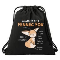 Anatomy Of A Fennec Fox Cute Fox Lover Gift Fennec Fox Drawstring Bag