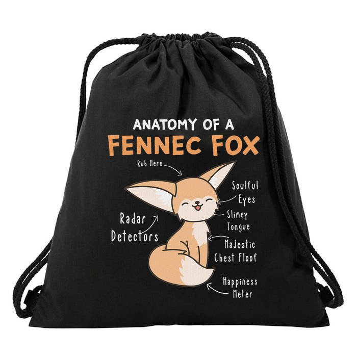 Anatomy Of A Fennec Fox Cute Fox Lover Gift Fennec Fox Drawstring Bag