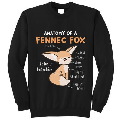 Anatomy Of A Fennec Fox Cute Fox Lover Gift Fennec Fox Tall Sweatshirt
