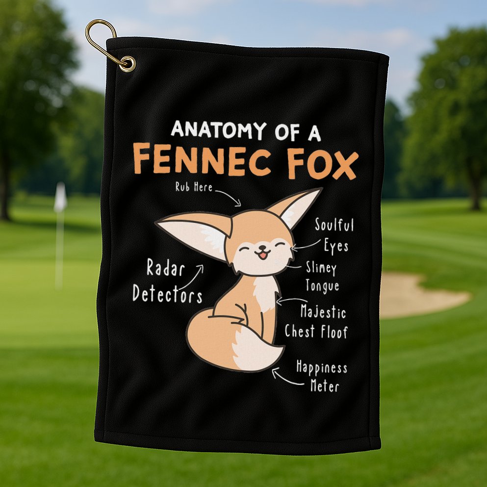 Anatomy Of A Fennec Fox Cute Fox Lover Gift Fennec Fox Golf Towel
