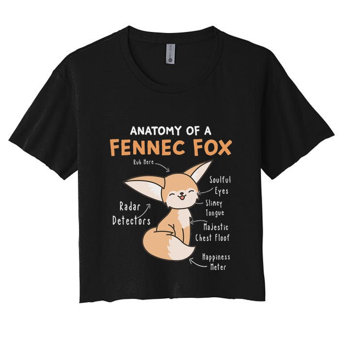 Anatomy Of A Fennec Fox Cute Fox Lover Gift Fennec Fox Women's Crop Top Tee