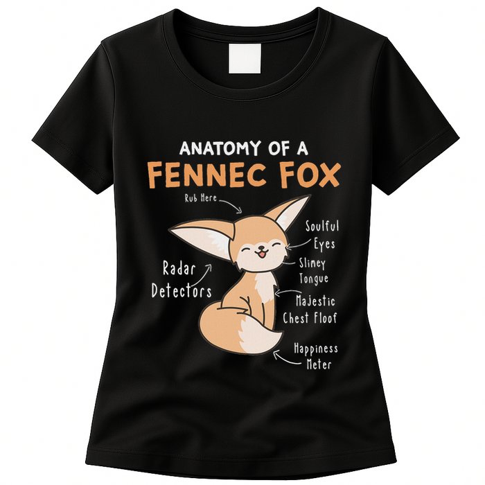 Anatomy Of A Fennec Fox Cute Fox Lover Gift Fennec Fox Womens T-Shirt