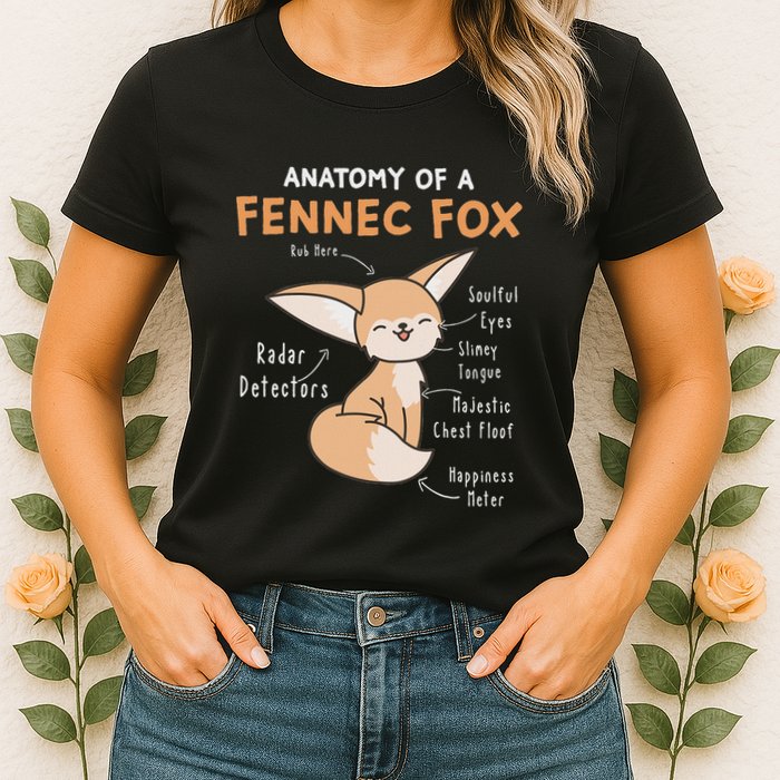 Anatomy Of A Fennec Fox Cute Fox Lover Gift Fennec Fox Womens T-Shirt