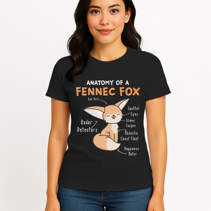 Anatomy Of A Fennec Fox Cute Fox Lover Gift Fennec Fox Womens T-Shirt