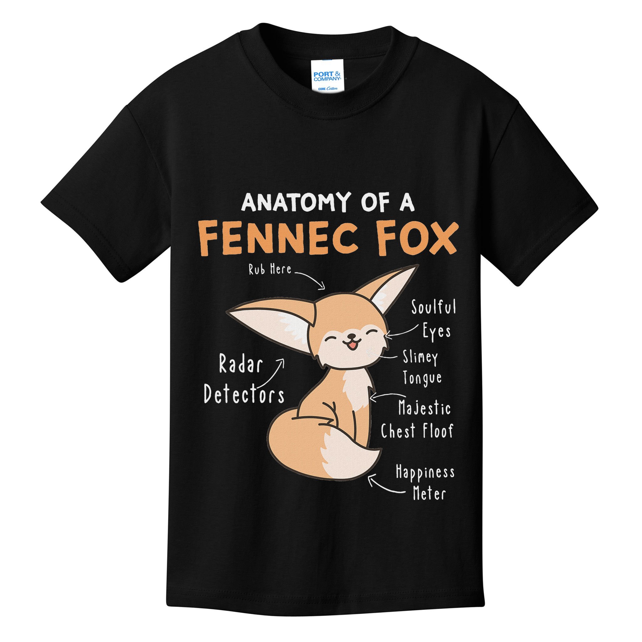 Anatomy Of A Fennec Fox Cute Fox Lover Gift Fennec Fox Kids T-Shirt