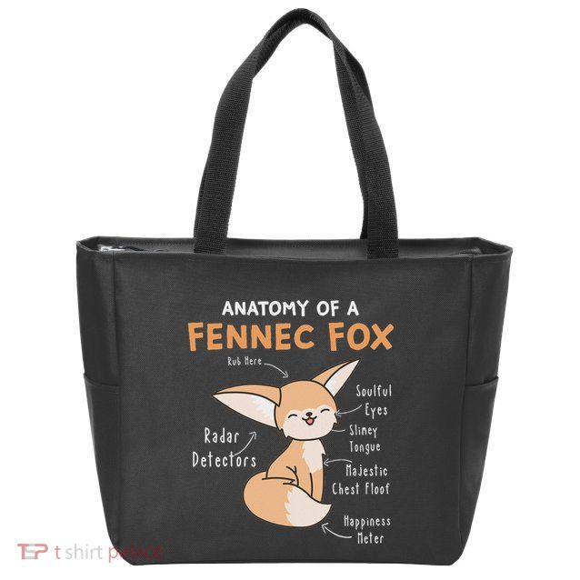 Anatomy Of A Fennec Fox Cute Fox Lover Gift Fennec Fox Zip Tote Bag