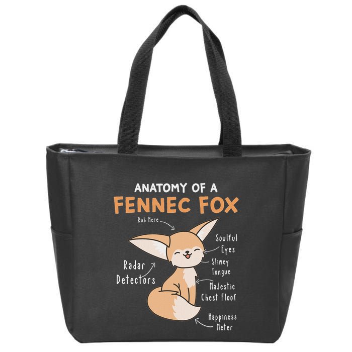 Anatomy Of A Fennec Fox Cute Fox Lover Gift Fennec Fox Zip Tote Bag