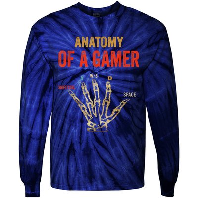 Anatomy Of A Gamer Gaming Gifts Tie-Dye Long Sleeve Shirt