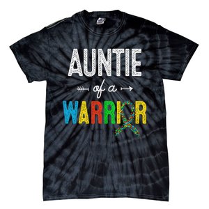 Auntie Of A Warrior Autism Awareness Support Tie-Dye T-Shirt