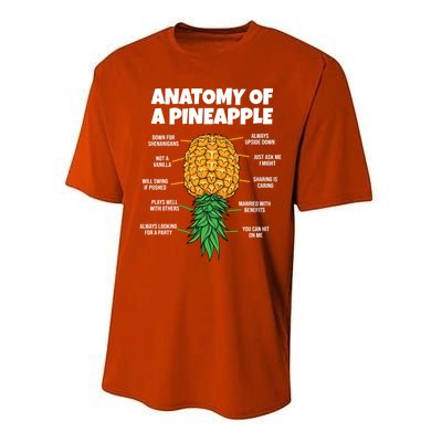 Anatomy Of A Pineapple Swinger Funny Upside Down Pineapple Great Gift Performance Sprint T-Shirt