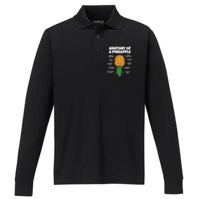 Anatomy Of A Pineapple Swinger Funny Upside Down Pineapple Great Gift Performance Long Sleeve Polo