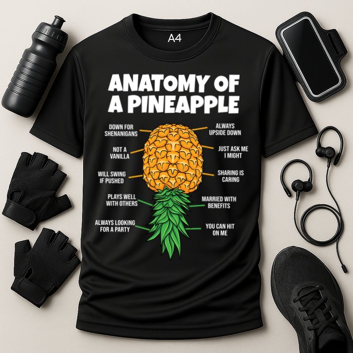 Anatomy Of A Pineapple Swinger Funny Upside Down Pineapple Great Gift Cooling Performance Crew T-Shirt