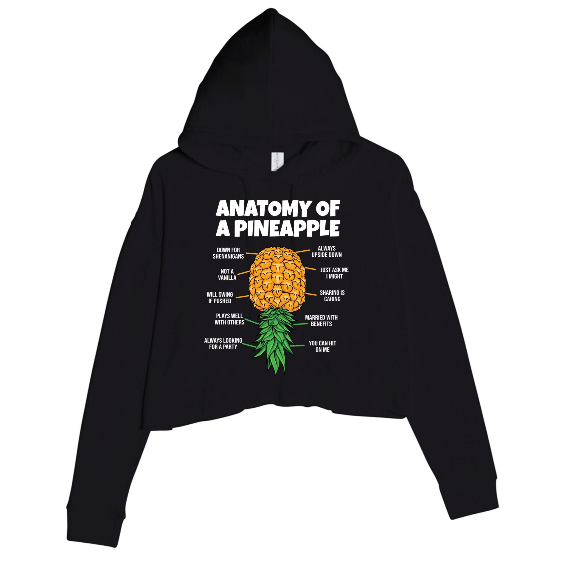 Anatomy Of A Pineapple Swinger Funny Upside Down Pineapple Great Gift Crop Fleece Hoodie