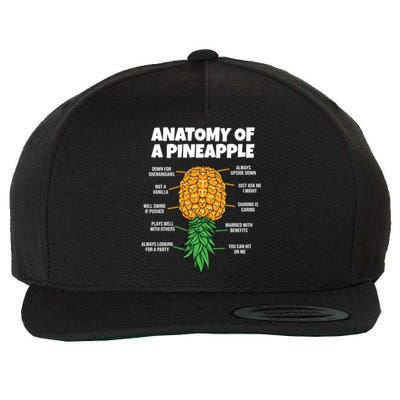 Anatomy Of A Pineapple Swinger Funny Upside Down Pineapple Great Gift Wool Snapback Cap