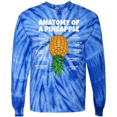 Anatomy Of A Pineapple Swinger Funny Upside Down Pineapple Great Gift Tie-Dye Long Sleeve Shirt