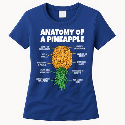 Anatomy Of A Pineapple Swinger Funny Upside Down Pineapple Great Gift Womens T-Shirt