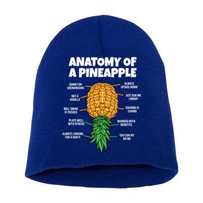 Anatomy Of A Pineapple Swinger Funny Upside Down Pineapple Great Gift Short Acrylic Beanie