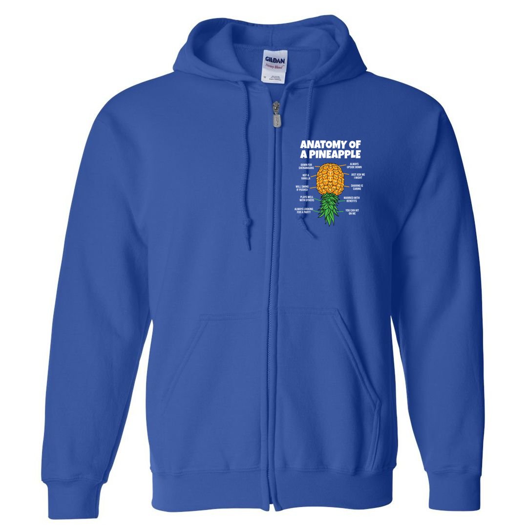 Anatomy Of A Pineapple Swinger Funny Upside Down Pineapple Great Gift Full Zip Hoodie