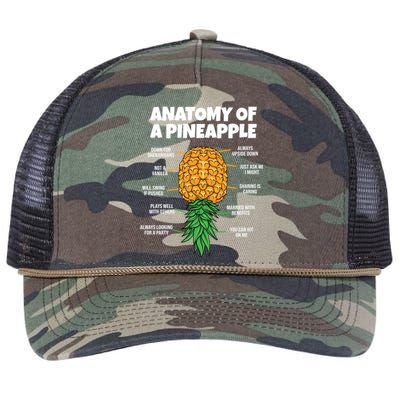 Anatomy Of A Pineapple Swinger Funny Upside Down Pineapple Great Gift Retro Rope Trucker Hat Cap