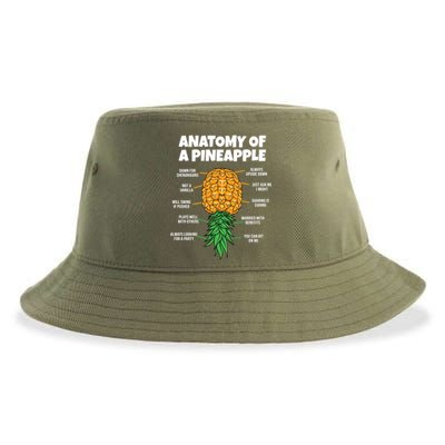 Anatomy Of A Pineapple Swinger Funny Upside Down Pineapple Great Gift Sustainable Bucket Hat