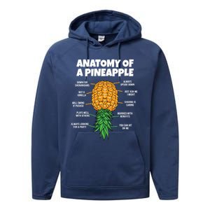 Anatomy Of A Pineapple Swinger Funny Upside Down Pineapple Great Gift Performance Fleece Hoodie