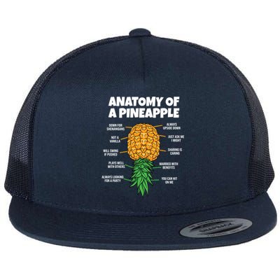 Anatomy Of A Pineapple Swinger Funny Upside Down Pineapple Great Gift Flat Bill Trucker Hat