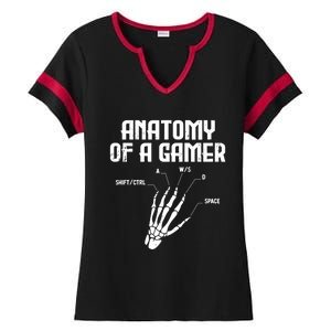 Anatomy Of A Gamer Hand Skeleton Computer Gamer Gaming Gift Ladies Halftime Notch Neck Tee