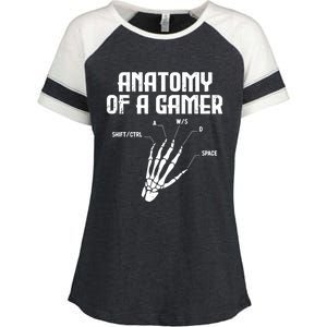 Anatomy Of A Gamer Hand Skeleton Computer Gamer Gaming Gift Enza Ladies Jersey Colorblock Tee