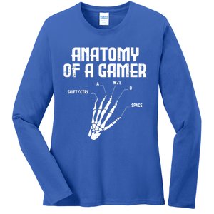 Anatomy Of A Gamer Hand Skeleton Computer Gamer Gaming Gift Ladies Long Sleeve Shirt