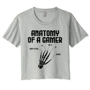 Anatomy Of A Gamer Hand Skeleton Computer Gamer Gaming Gift Women's Crop Top Tee