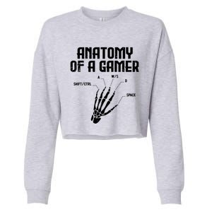 Anatomy Of A Gamer Hand Skeleton Computer Gamer Gaming Gift Cropped Pullover Crew