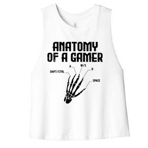 Anatomy Of A Gamer Hand Skeleton Computer Gamer Gaming Gift Women's Racerback Cropped Tank