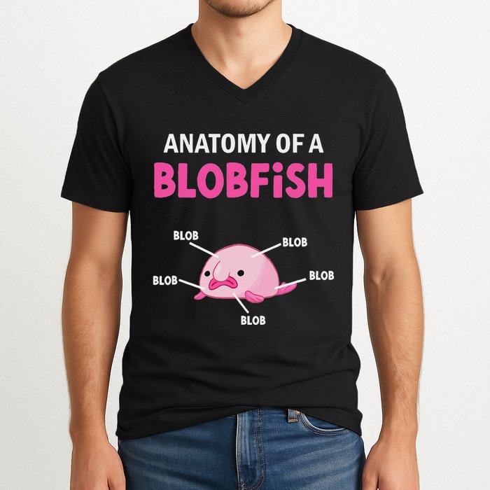 Anatomy Of A Blobish Ugly Blob Fish V-Neck T-Shirt