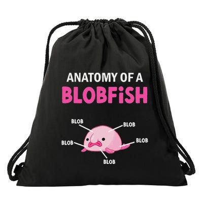 Anatomy Of A Blobish Ugly Blob Fish Drawstring Bag