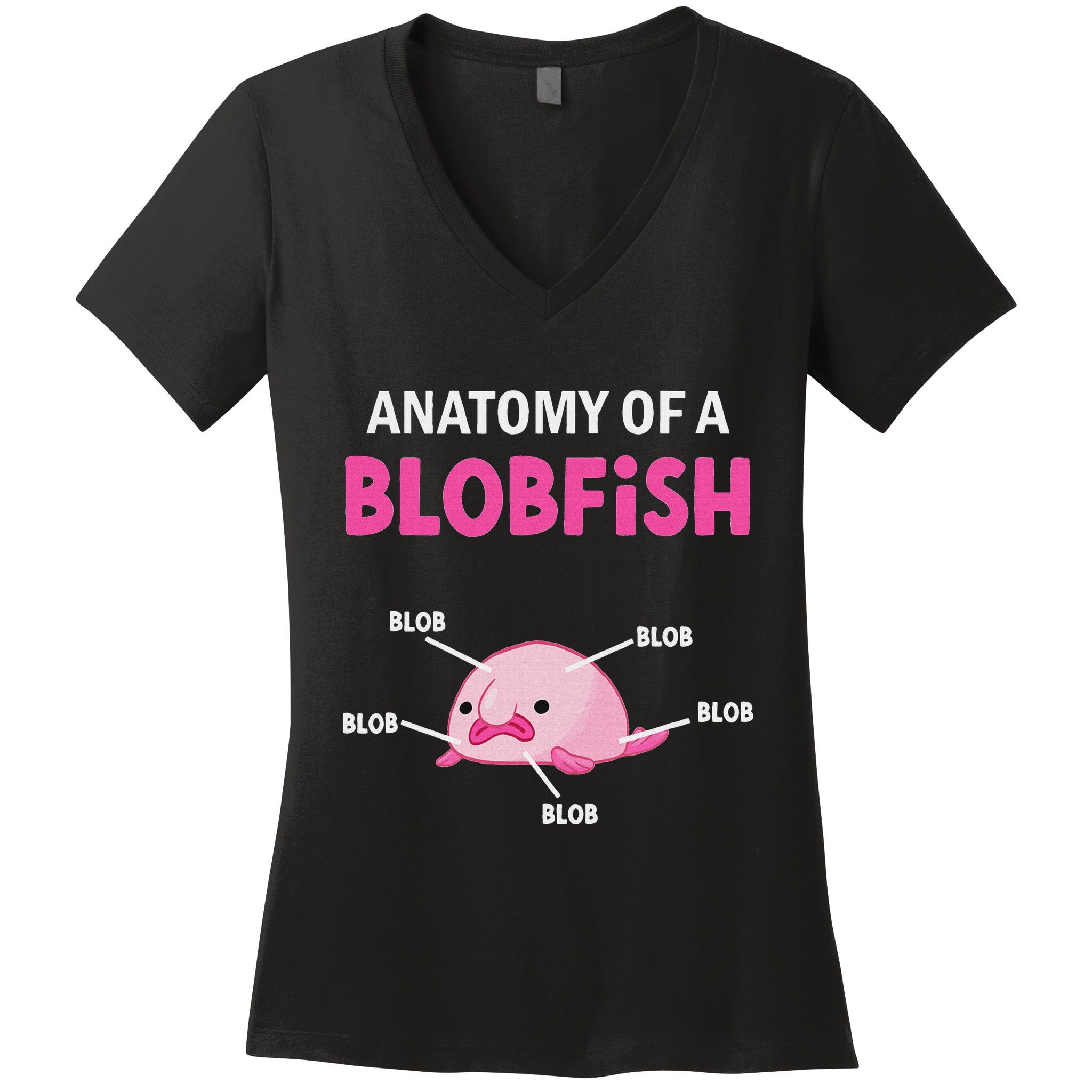 Anatomy Of A Blobish Ugly Blob Fish Women's V-Neck T-Shirt
