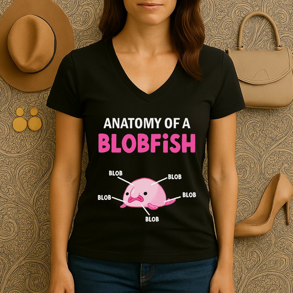 Anatomy Of A Blobish Ugly Blob Fish Women's V-Neck T-Shirt