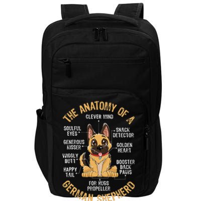 Anatomy of a German Shepherd Funny Dog Lover Gifts Impact Tech Backpack