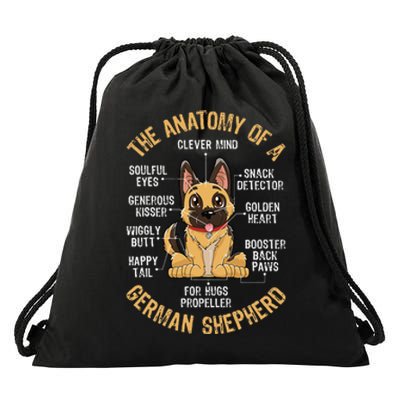 Anatomy of a German Shepherd Funny Dog Lover Gifts Drawstring Bag