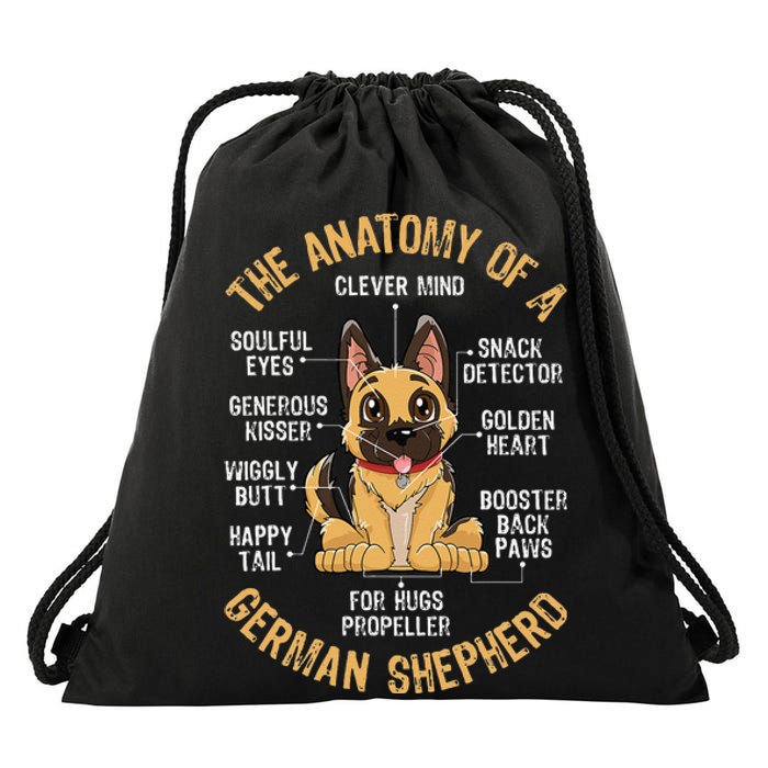 Anatomy of a German Shepherd Funny Dog Lover Gifts Drawstring Bag