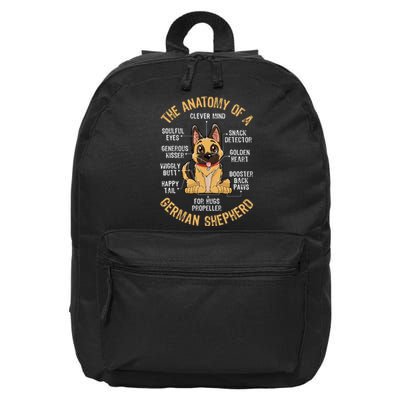 Anatomy of a German Shepherd Funny Dog Lover Gifts 16 in Basic Backpack