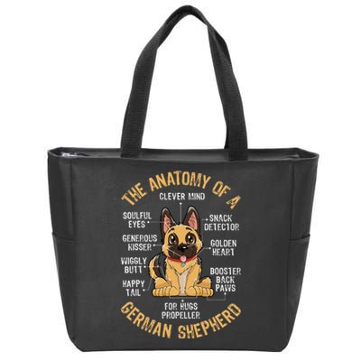 Anatomy of a German Shepherd Funny Dog Lover Gifts Zip Tote Bag