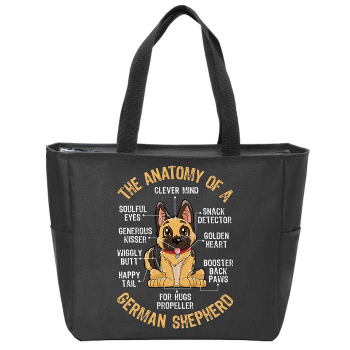 Anatomy of a German Shepherd Funny Dog Lover Gifts Zip Tote Bag