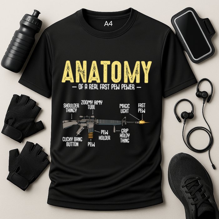 Anatomy Of A Real Fast Pew Pewer Rifle Longbarrelled Funny Gift Cute Gift Cooling Performance Crew T-Shirt