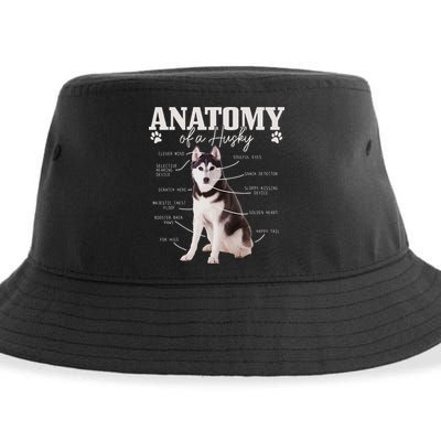 Anatomy Of A Siberian Husky Funny Cute Dog Husky Mom Dad Sustainable Bucket Hat