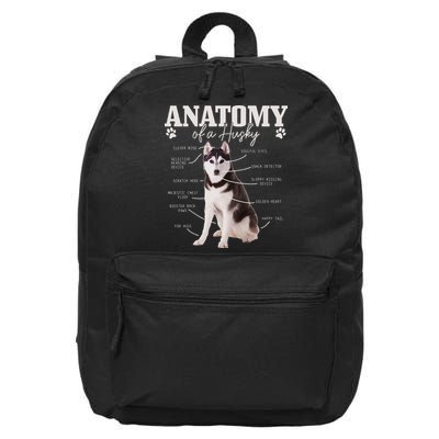 Anatomy Of A Siberian Husky Funny Cute Dog Husky Mom Dad 16 in Basic Backpack